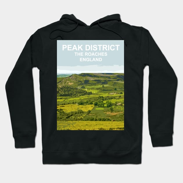 Peak District, The Roaches, Derbyshire Peak District. Travel poster Hoodie by BarbaraGlebska